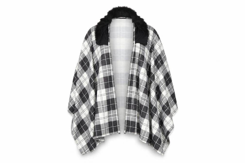 Charmine Womens Black Check Polyester Shawl/Wrap