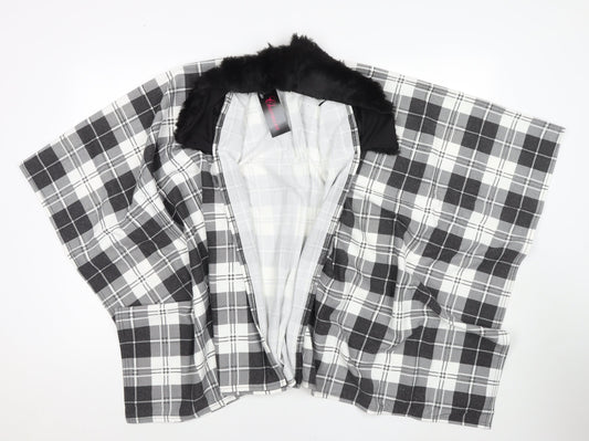 Charmine Womens Black Check Polyester Shawl/Wrap - Collared