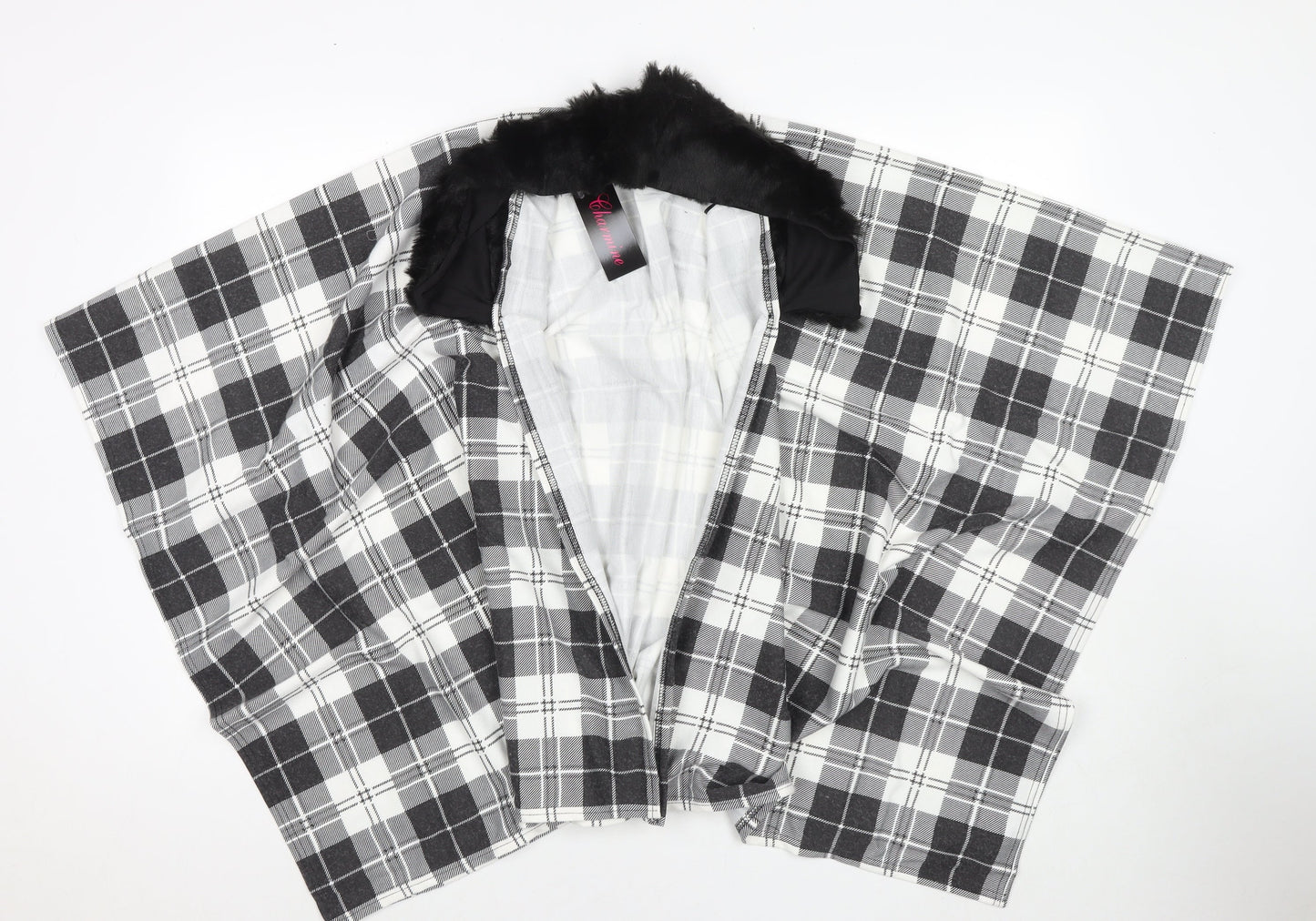 Charmine Womens Black Check Polyester Shawl/Wrap