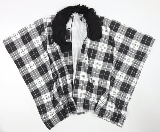 Charmine Womens Black Check Polyester Shawl/Wrap - Collared