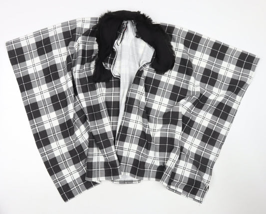 Charmine Womens Black Check Polyester Shawl/Wrap - Collared