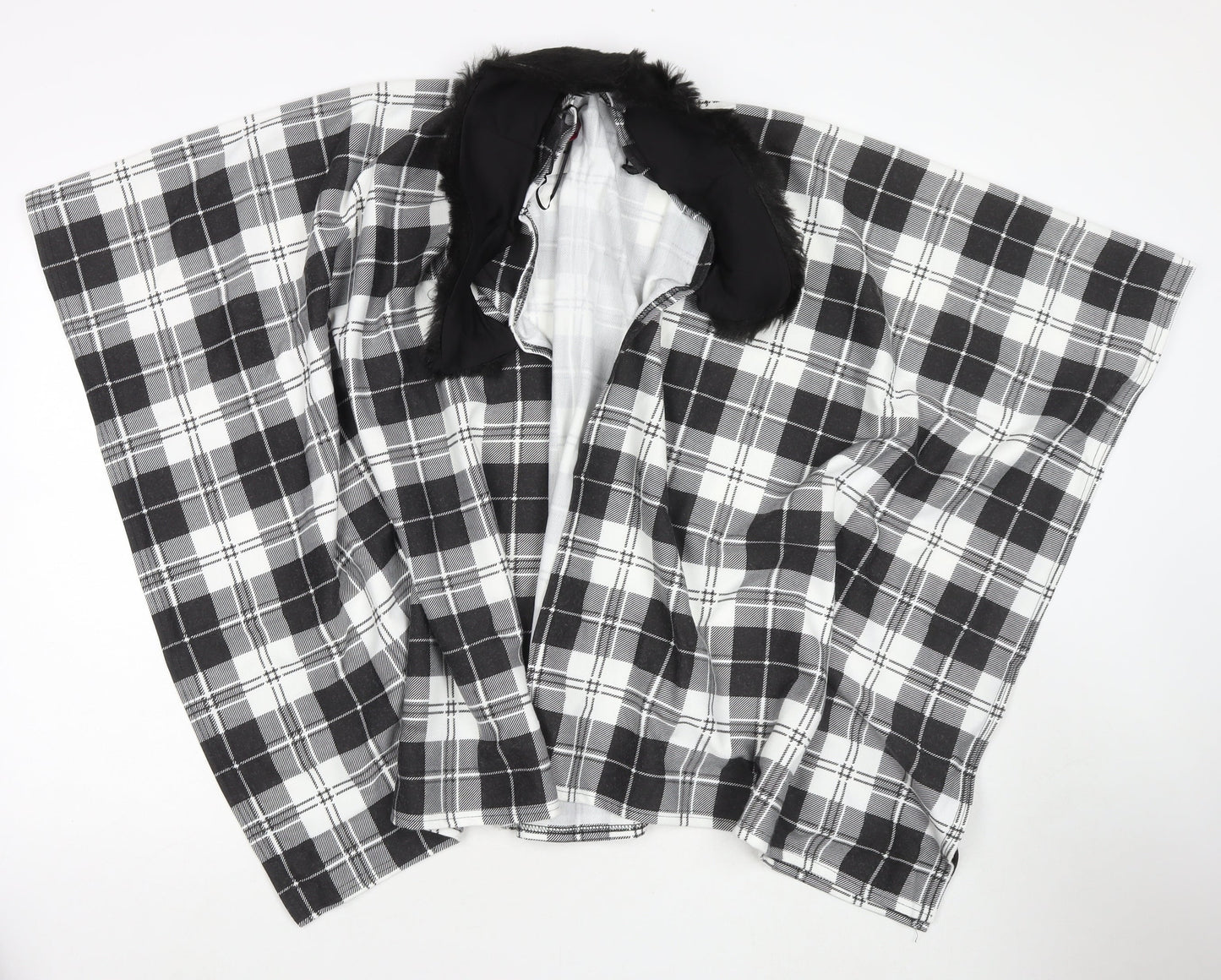 Charmine Womens Black Check Polyester Shawl/Wrap - Collared