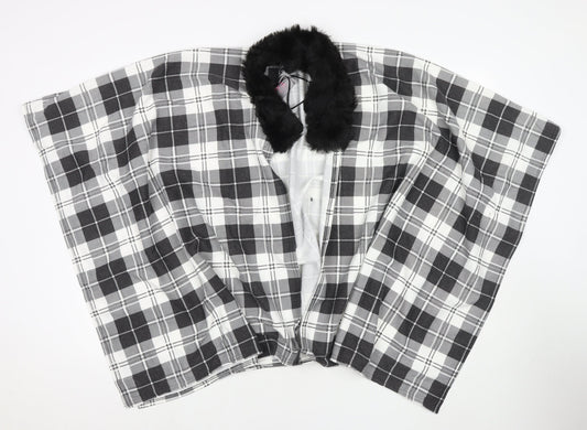 Charmine Womens Black Check Polyester Shawl/Wrap - Collared