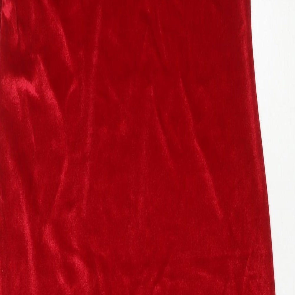 Made in U.K. Womens Red Polyester Maxi Size XS Round Neck Pullover - Side Slit(s)