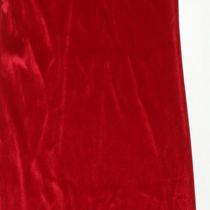 Made in U.K. Womens Red Polyester Maxi Size XS Round Neck Pullover - Side Slit(s)