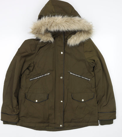 Zara Womens Green Jacket Coat Size M Zip