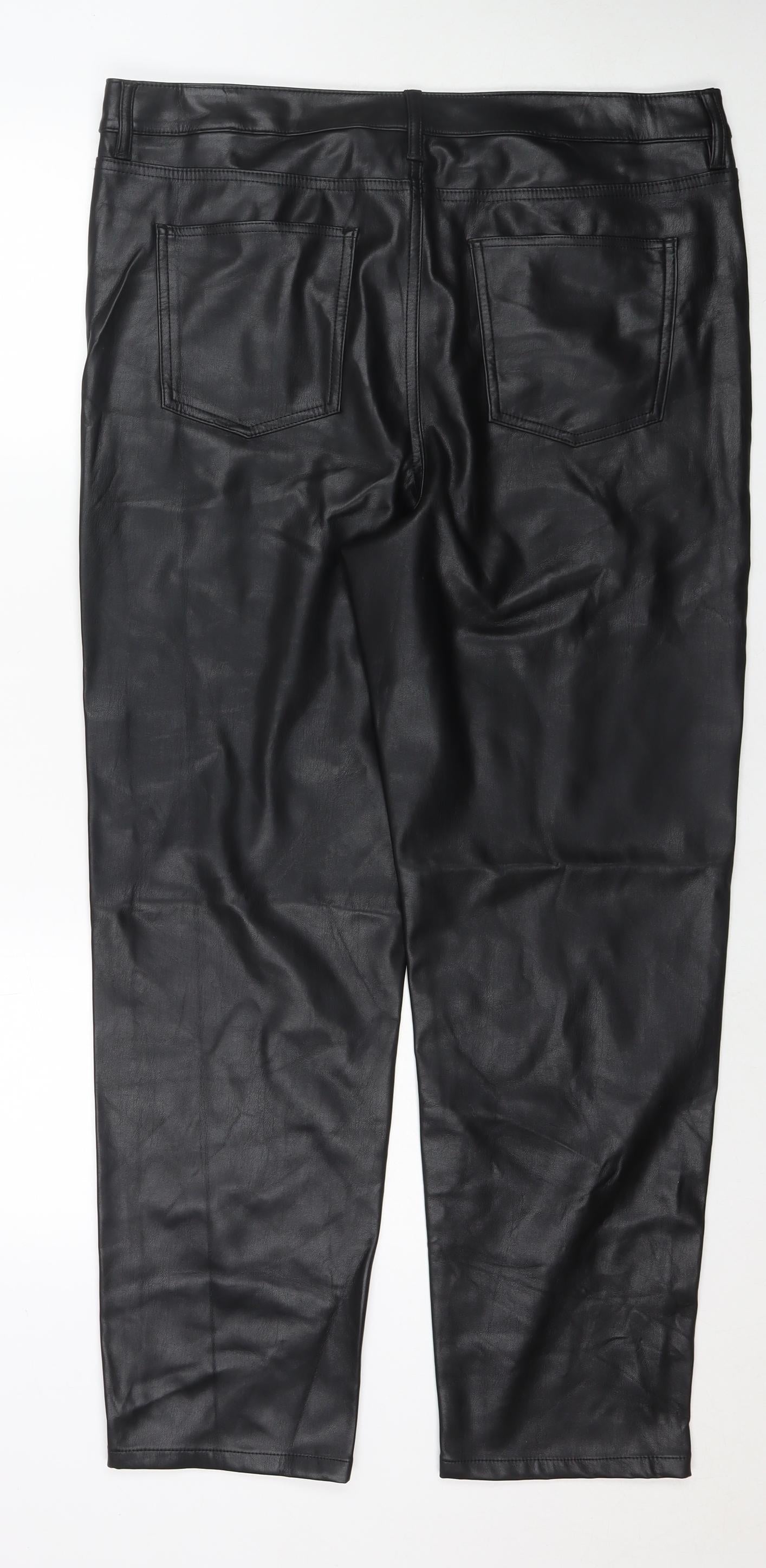 Marks and Spencer Womens Black Polyester Trousers Size 18 L29 in Regular Zip - Short