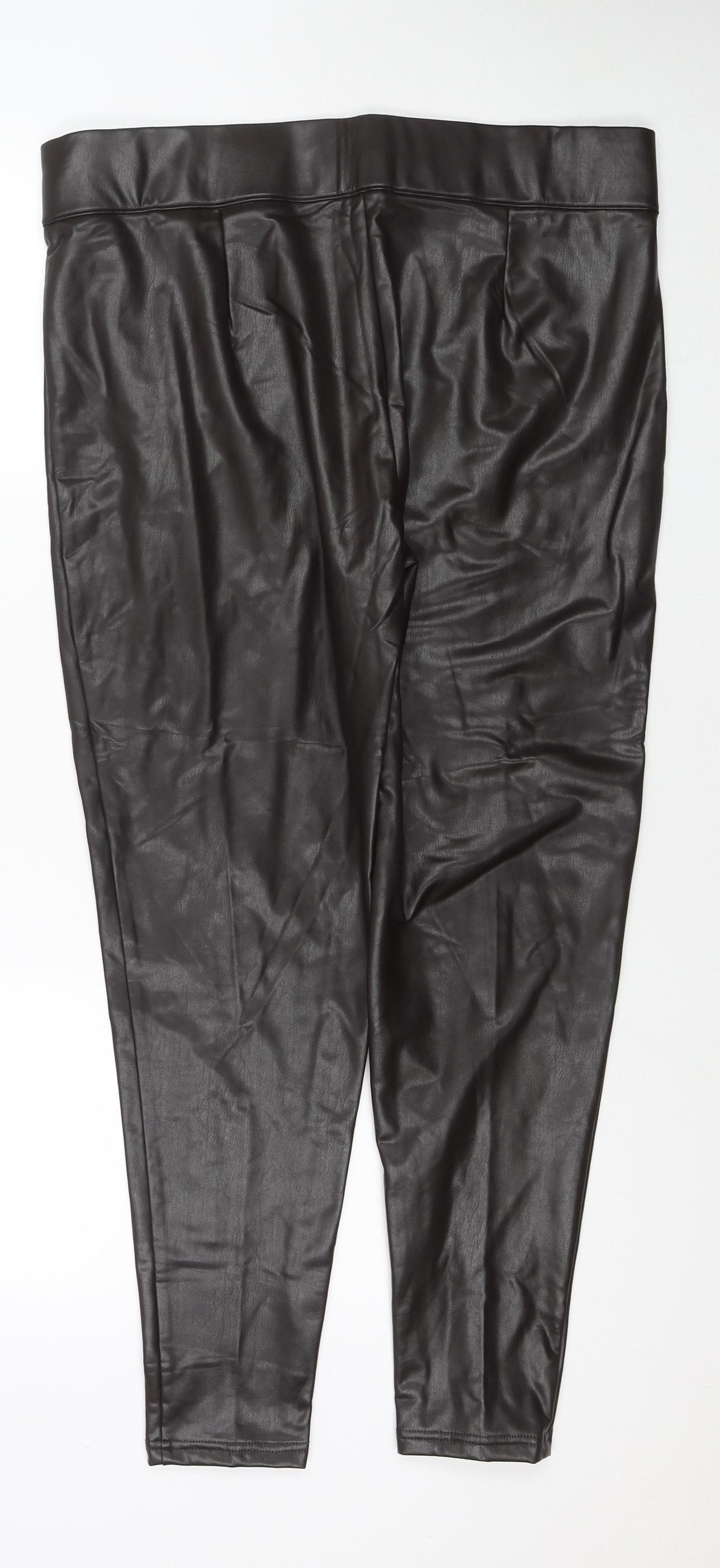 Marks and Spencer Womens Brown Polyester Pedal Pusher Trousers Size 18 L26 in Regular