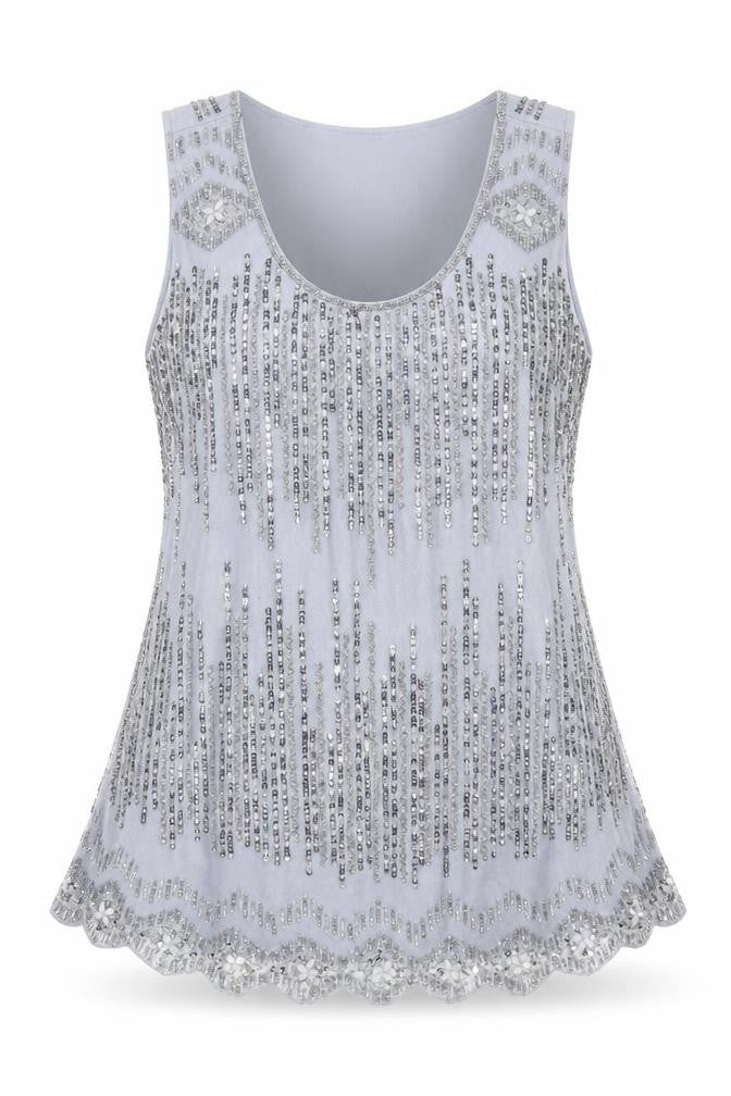 Together Womens Blue Polyester Basic Blouse Size 12 Round Neck - Sequin Detail