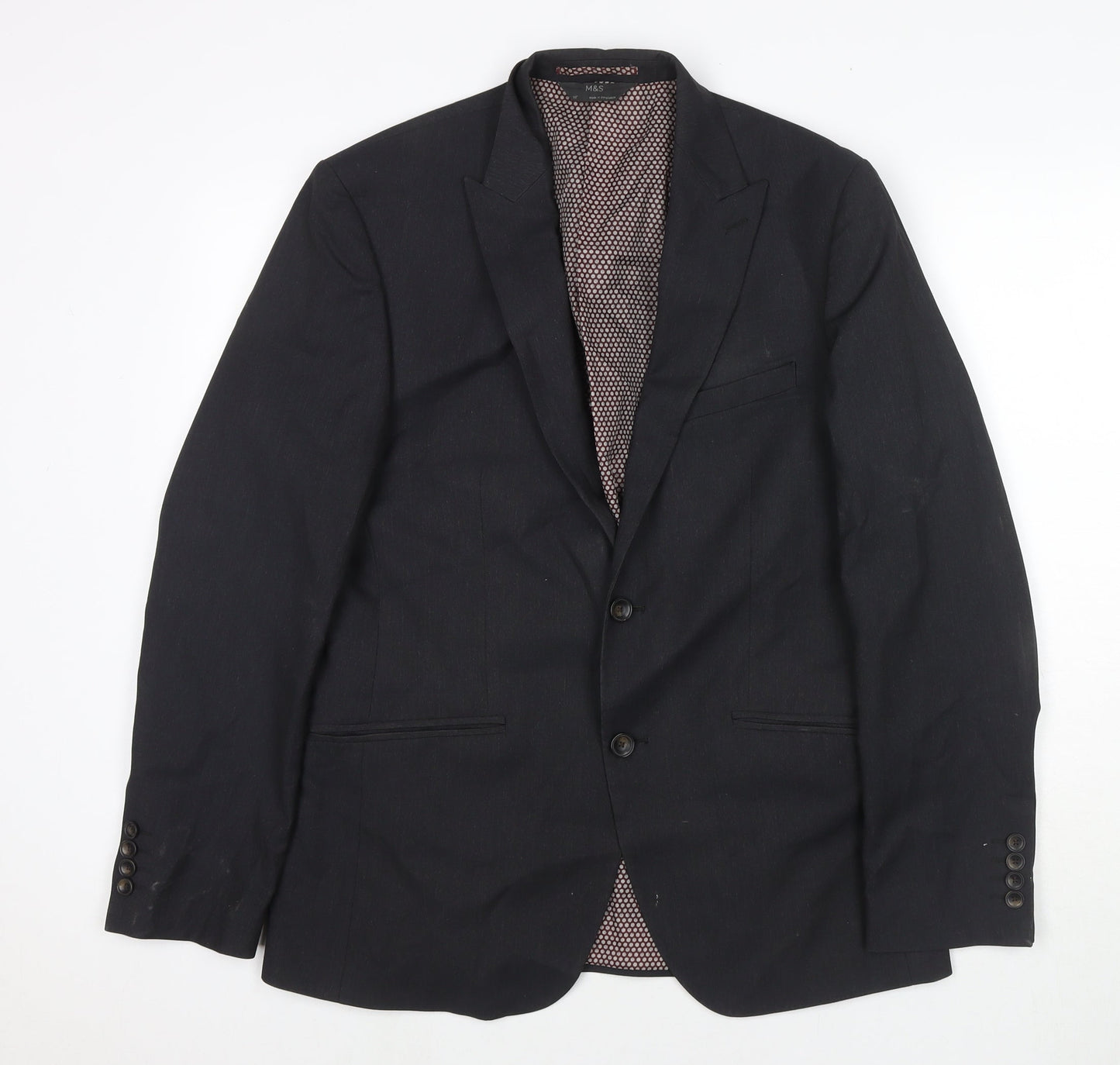 Marks and Spencer Mens Grey Polyester Jacket Suit Jacket Size 38 Regular