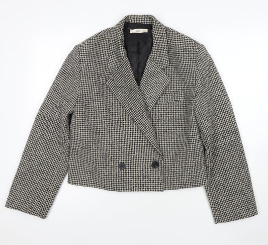 Mango Womens Black Check Jacket Blazer Size M Button