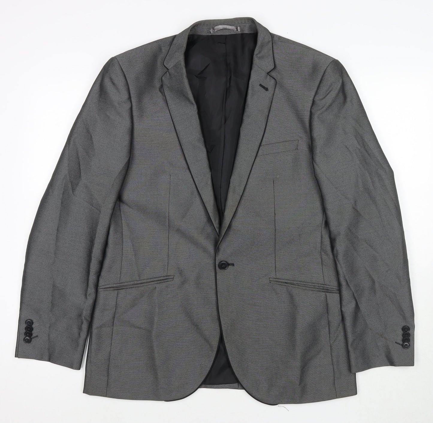 Taylor & Wright Mens Grey Patent Leather Jacket Suit Jacket Size 40 Regular