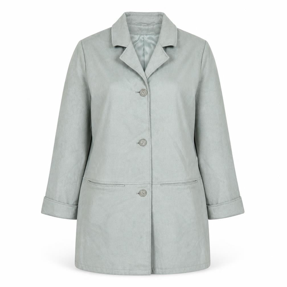 Marks & Spencer Womens Blue Overcoat Coat Size 10 Button - Suede Type