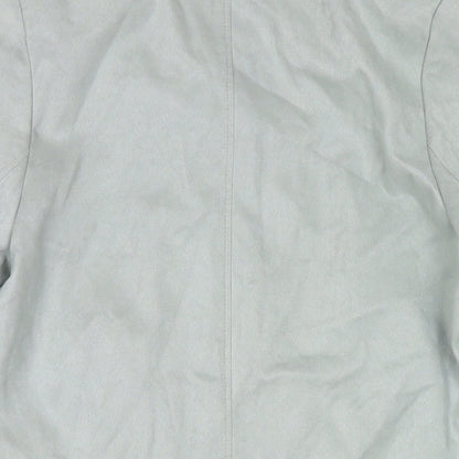 Marks & Spencer Womens Blue Overcoat Coat Size 10 Button - Suede Type