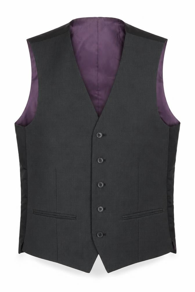 Red Herring Mens Black Polyester Jacket Suit Waistcoat Size 36 Regular