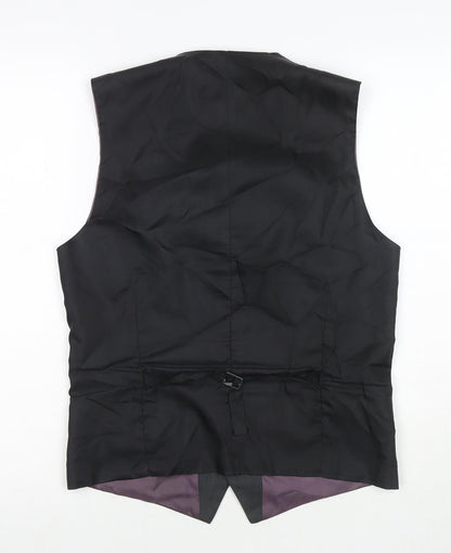 Back view of Red Herring men’s black polyester jacket suit waistcoat, size 36, regular