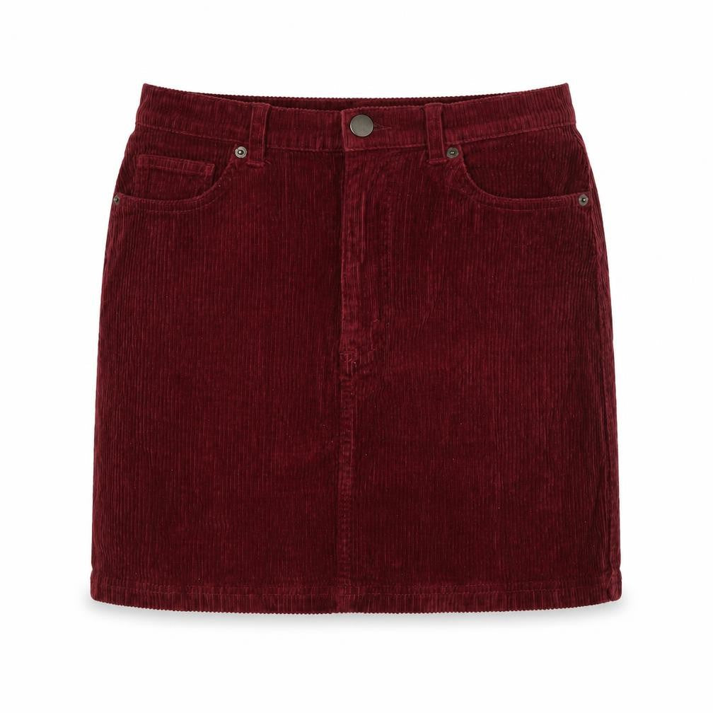 Monki Womens Red Herringbone Cotton Bandage Skirt Size 10 Zip