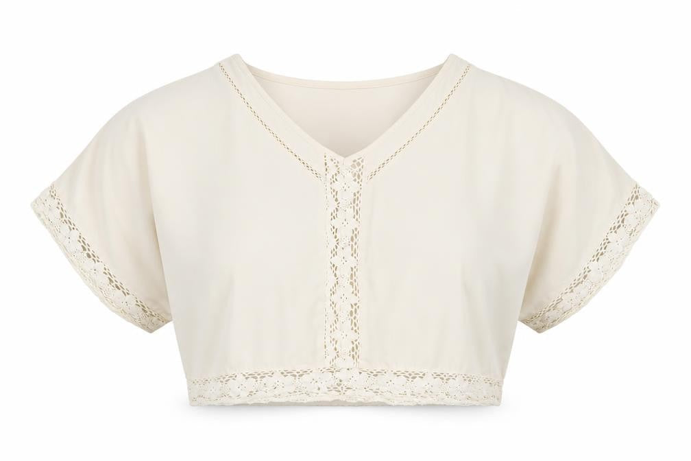 ASOS Womens White Polyester Cropped Blouse Size 8 V-Neck