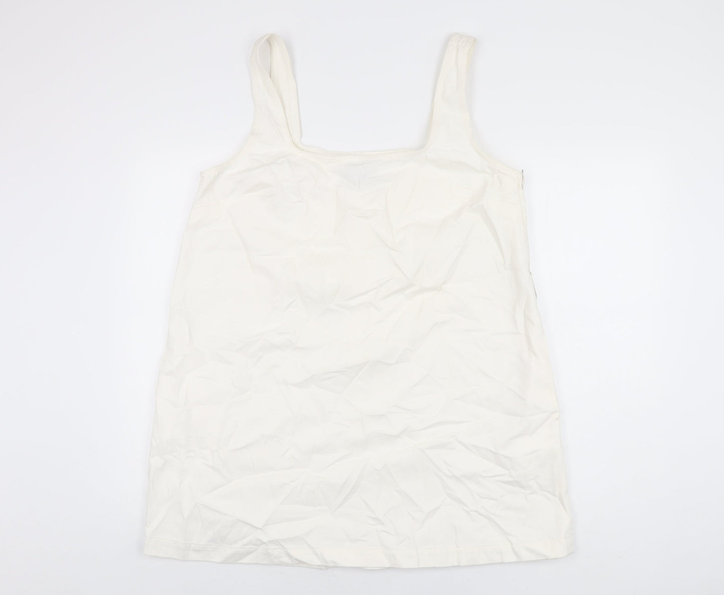 ASOS Womens Ivory Cotton Shift Size 16 Square Neck Zip