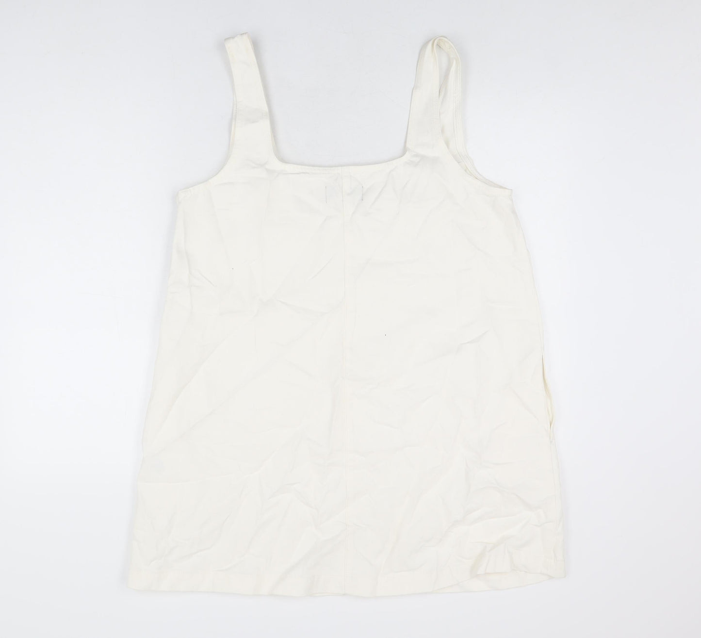 ASOS Womens Ivory Cotton Shift Size 16 Square Neck Zip