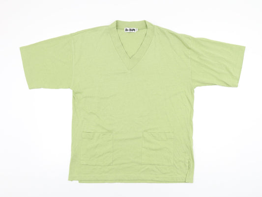 Ho-Hum Womens Green Polyester Basic T-Shirt Size S V-Neck
