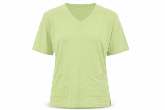 Ho-Hum Womens Green Polyester Basic T-Shirt Size S V-Neck