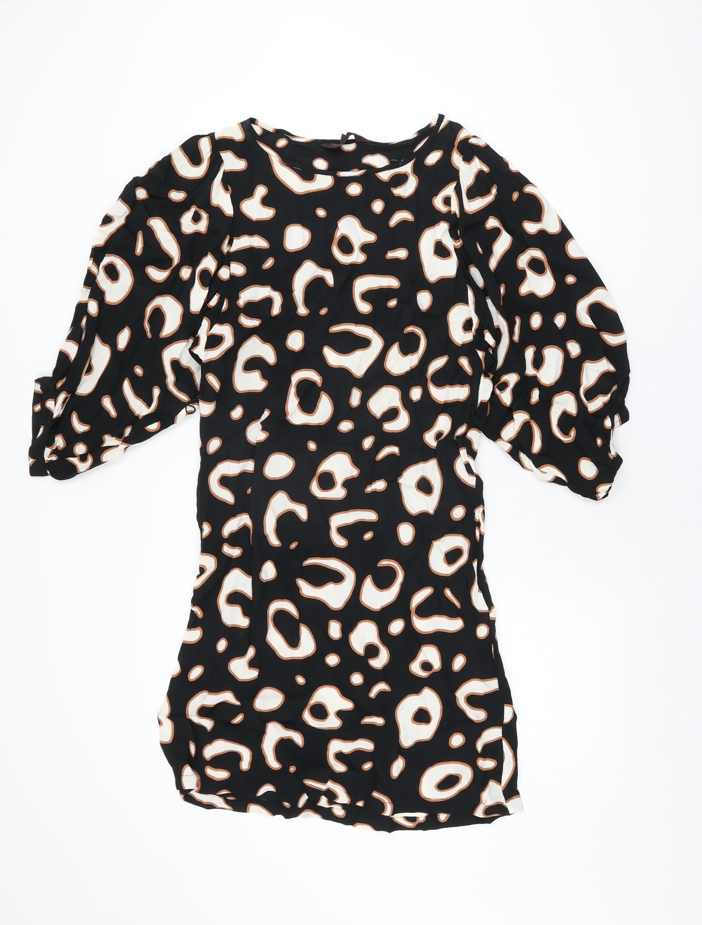 Great Plains London Womens Black Geometric Viscose Shift Size S Round Neck Pullover