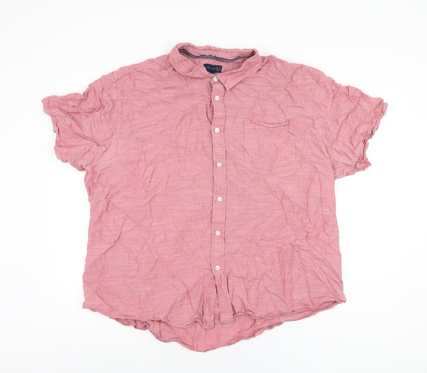 Lincoln Mens Red Cotton Button-Up Size 3XL Collared Button