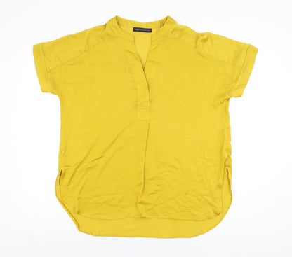 Marks & Spencer Womens Yellow Polyester Basic Blouse Size 10 V-Neck