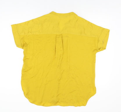 Marks & Spencer Womens Yellow Polyester Basic Blouse Size 10 V-Neck