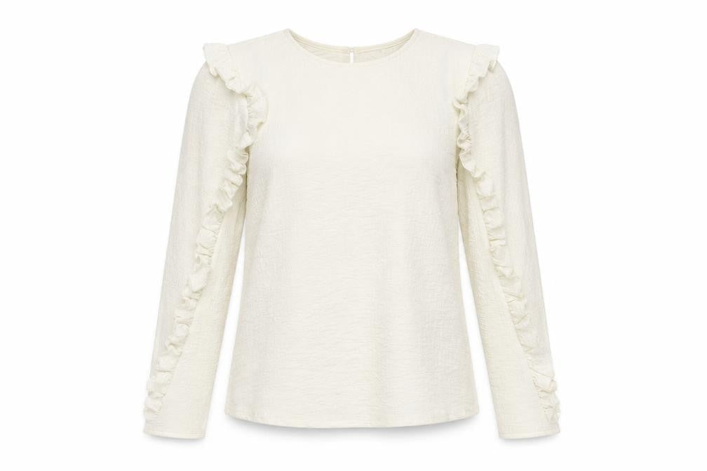 Object Womens White Polyester Basic T-Shirt Size M Round Neck