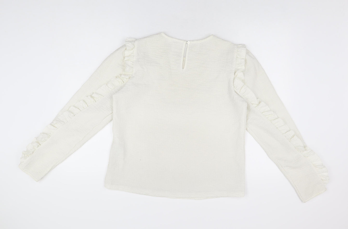 Object Womens White Polyester Basic T-Shirt Size M Round Neck