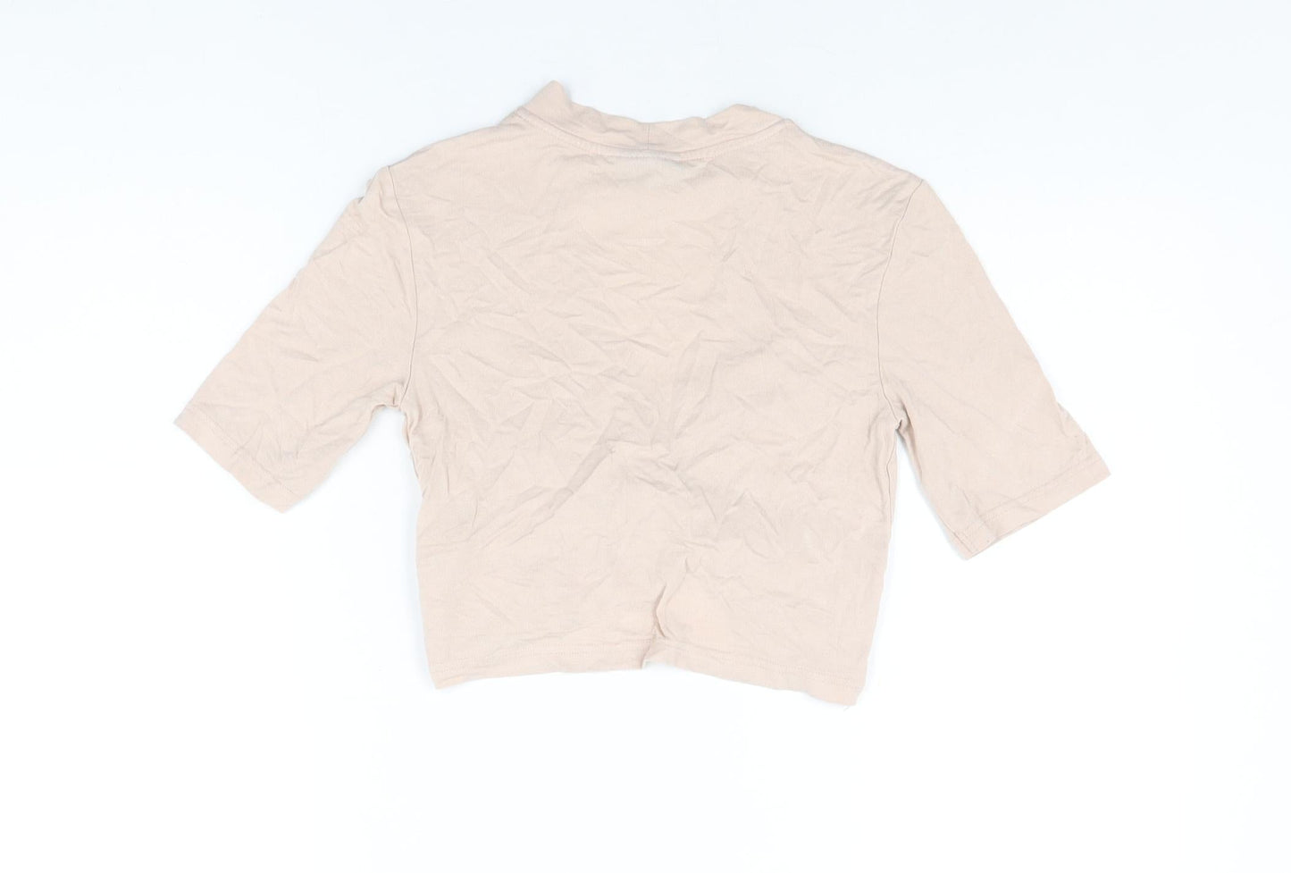 Topshop Womens Pink Viscose Cropped T-Shirt Size 10 V-Neck