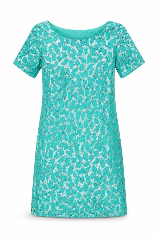 Monsoon Womens Blue Floral Cotton Shift Size 8 Round Neck Zip