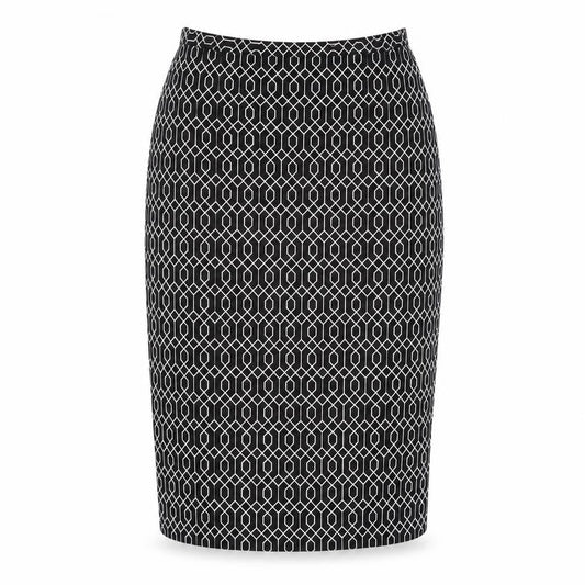 PURE Collection Womens Black Geometric Cotton Straight & Pencil Skirt Size 12 Zip