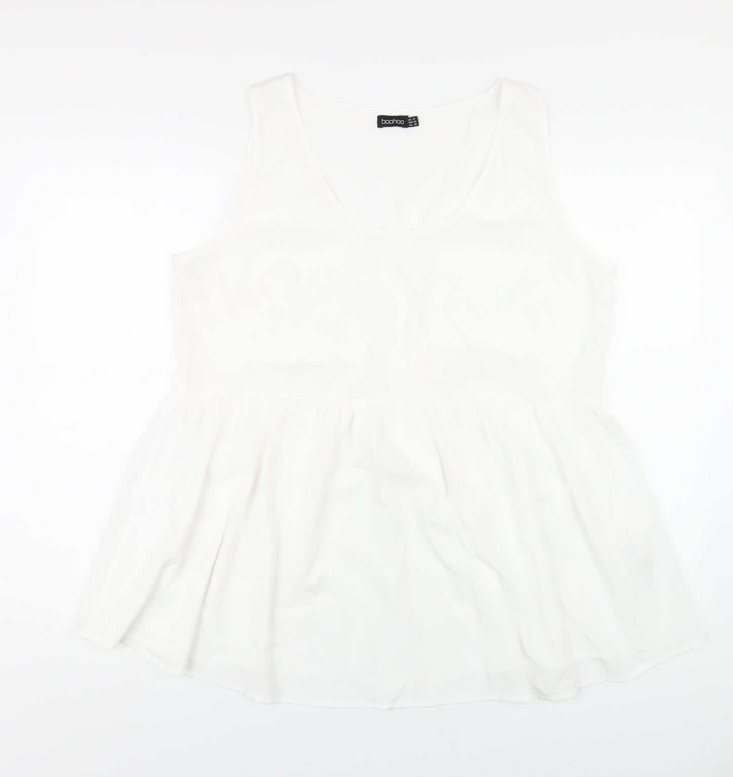 Boohoo Womens White Polyester Basic Tank Size 14 Round Neck