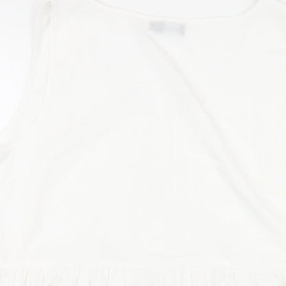 Boohoo Womens White Polyester Basic Tank Size 14 Round Neck