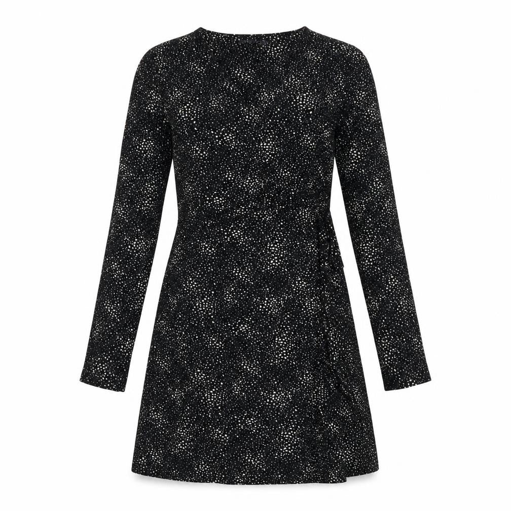 Marks & Spencer Womens Black Geometric Viscose A-Line Size 12 Round Neck Pullover