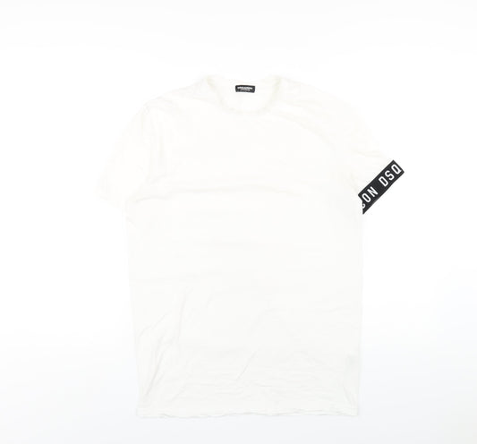 Dsquared2 Mens White Solid Cotton Pyjama Set Size M Pullover