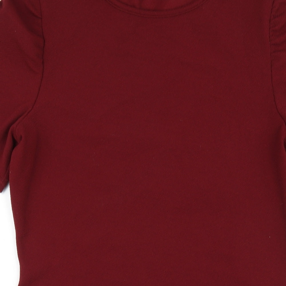 Dorothy Perkins Womens Red Polyester Bodycon Size 12 Round Neck Pullover