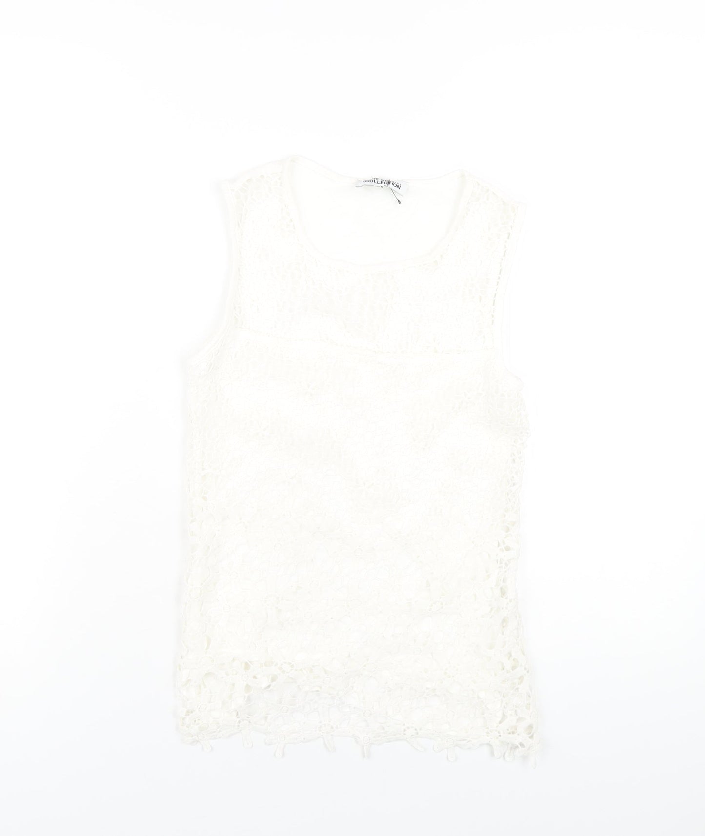 Debenhams Womens White Viscose Basic Tank Size 6 Round Neck