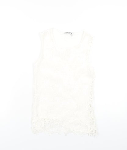 Debenhams Womens White Viscose Basic Tank Size 6 Round Neck