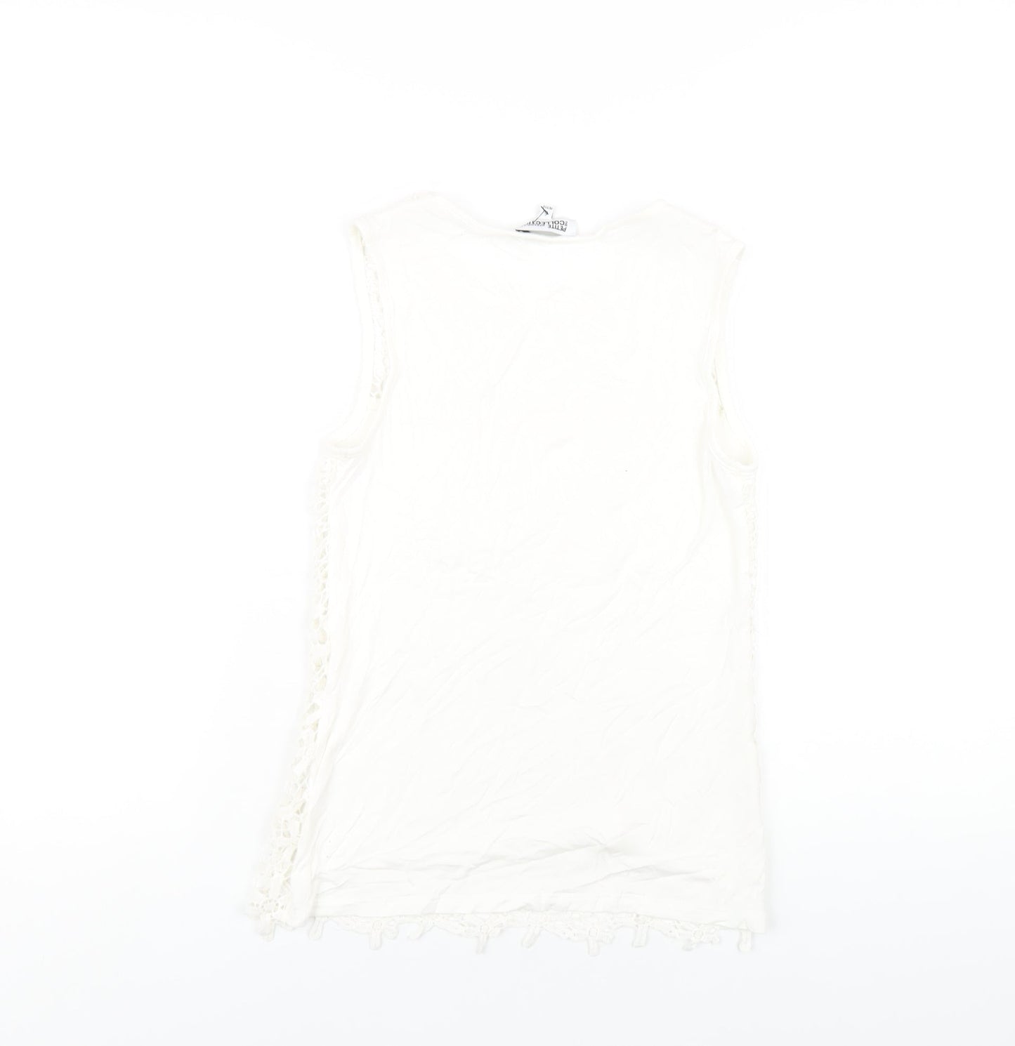 Debenhams Womens White Viscose Basic Tank Size 6 Round Neck