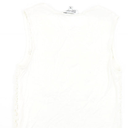 Debenhams Womens White Viscose Basic Tank Size 6 Round Neck