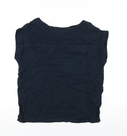 Next Womens Blue Viscose Basic T-Shirt Size 10 Round Neck