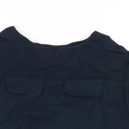 Next Womens Blue Viscose Basic T-Shirt Size 10 Round Neck