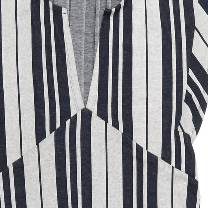 Zara Womens Grey Striped Polyester A-Line Size M V-Neck Pullover