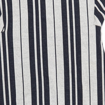 Zara Womens Grey Striped Polyester A-Line Size M V-Neck Pullover
