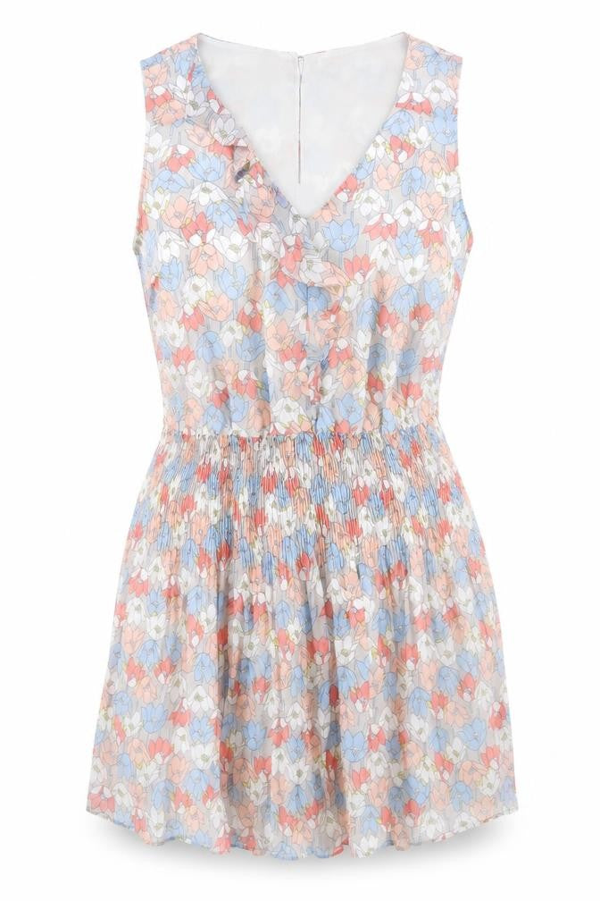 Quiz Womens Multicoloured Floral Polyester A-Line Size 14 V-Neck Button