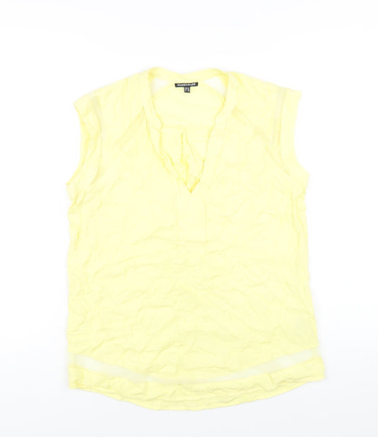Warehouse Womens Yellow Viscose Basic Tank Size 10 V-Neck